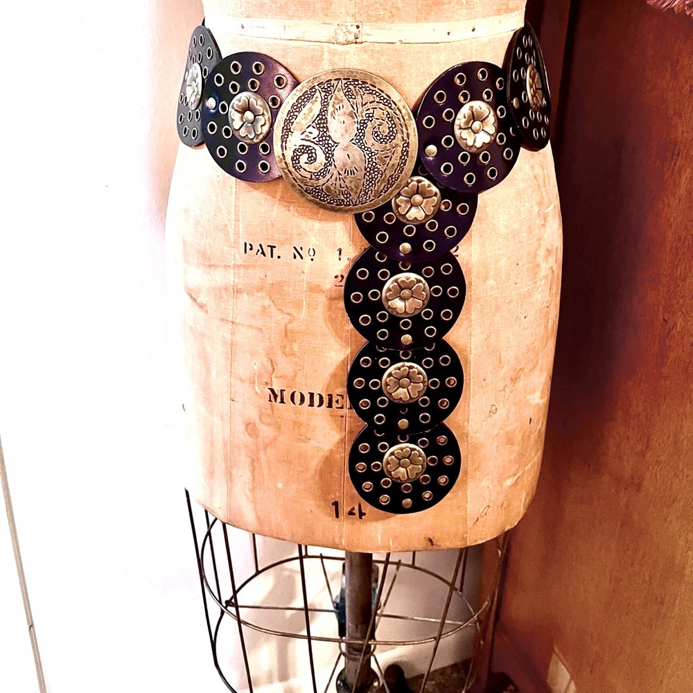 Tribal Ethnic Moroccan Style Brass Medallion Belt
